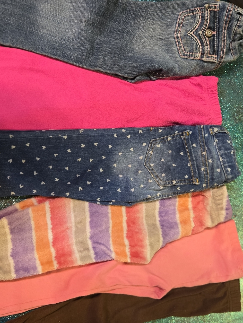 Levi's Bright Pink & Denim Heart Print Kids Bottoms Pack